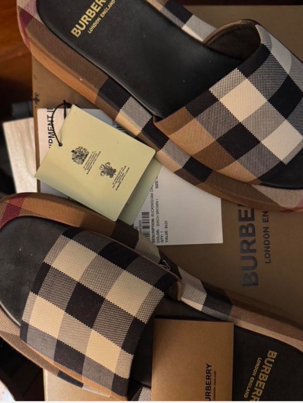 AUTHENTIC Burberry Buckingham Check Platform Slide Sandals - Picture 3 of 3